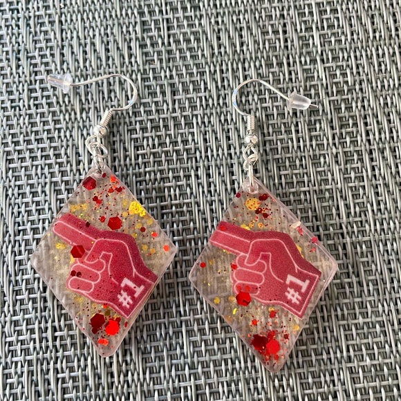 #1 Fan Sports Handmade Earrings Size Medium - Picture 7 of 9